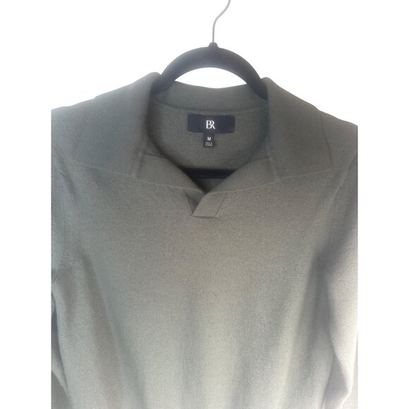 Banana Republic Medium Merino Wool Sage Green Collared Pullover Sweater - Picture 4 of 12
